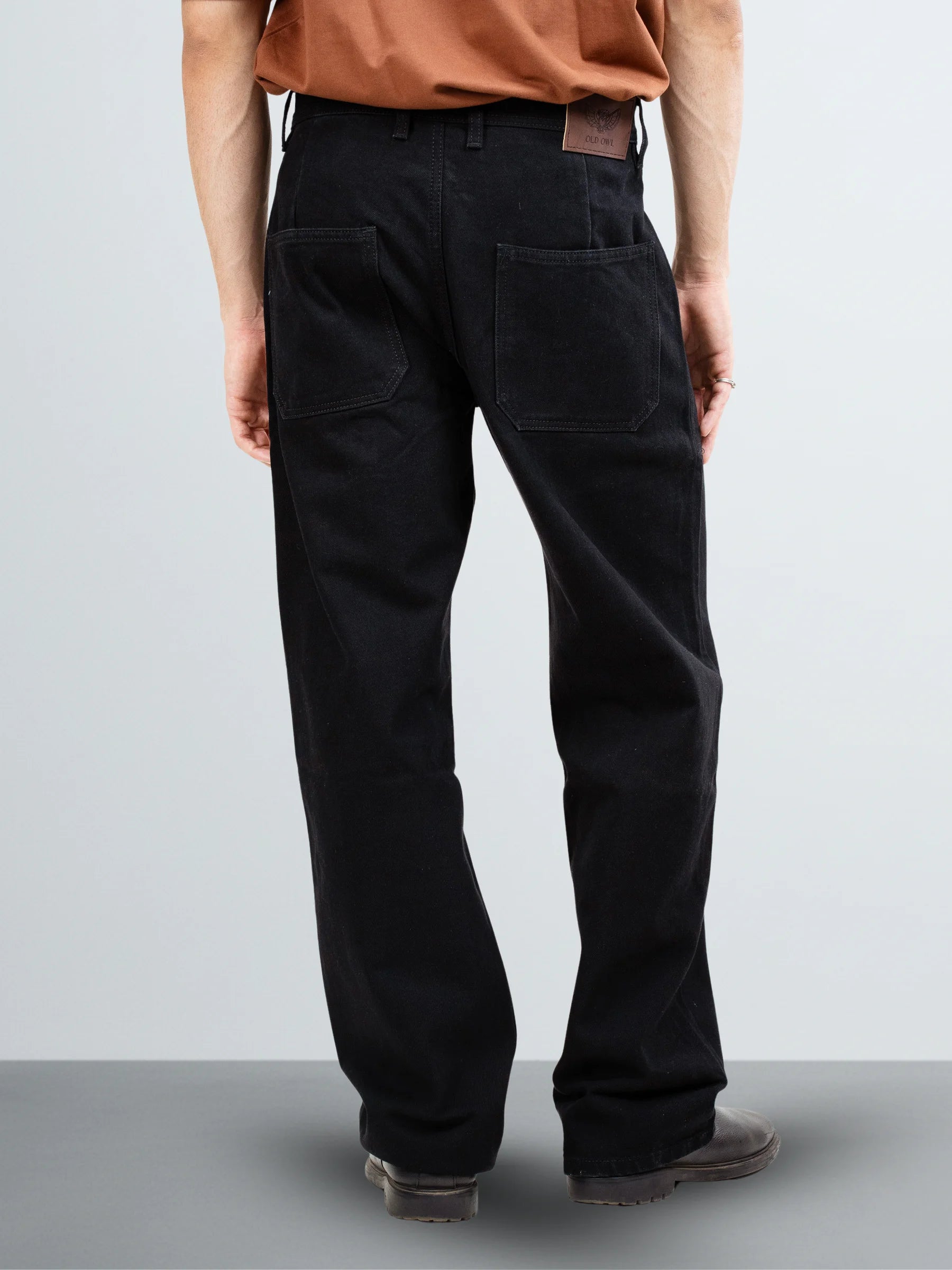 BLACK BAGGY FIT JEANS WITH EXTERNAL POCKETS