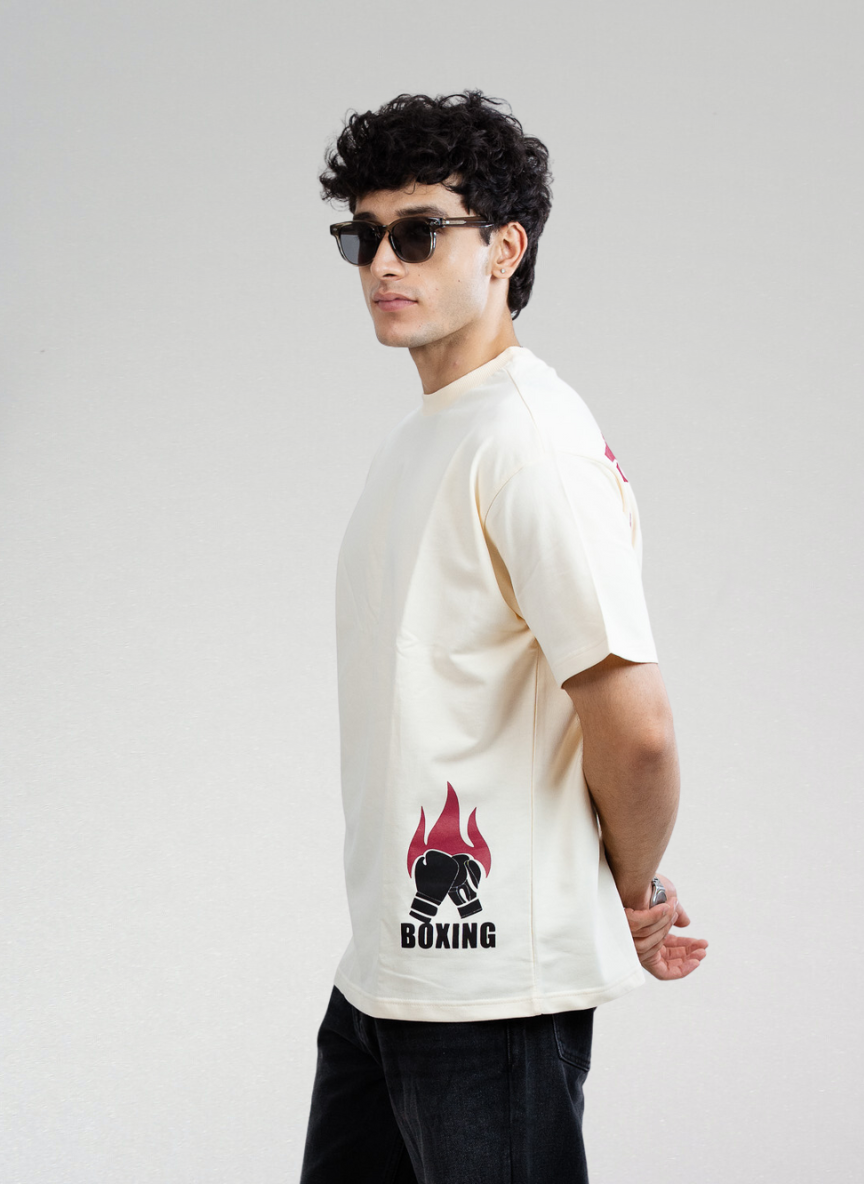 BEIGE BOXING OVERSIZED TSHIRT