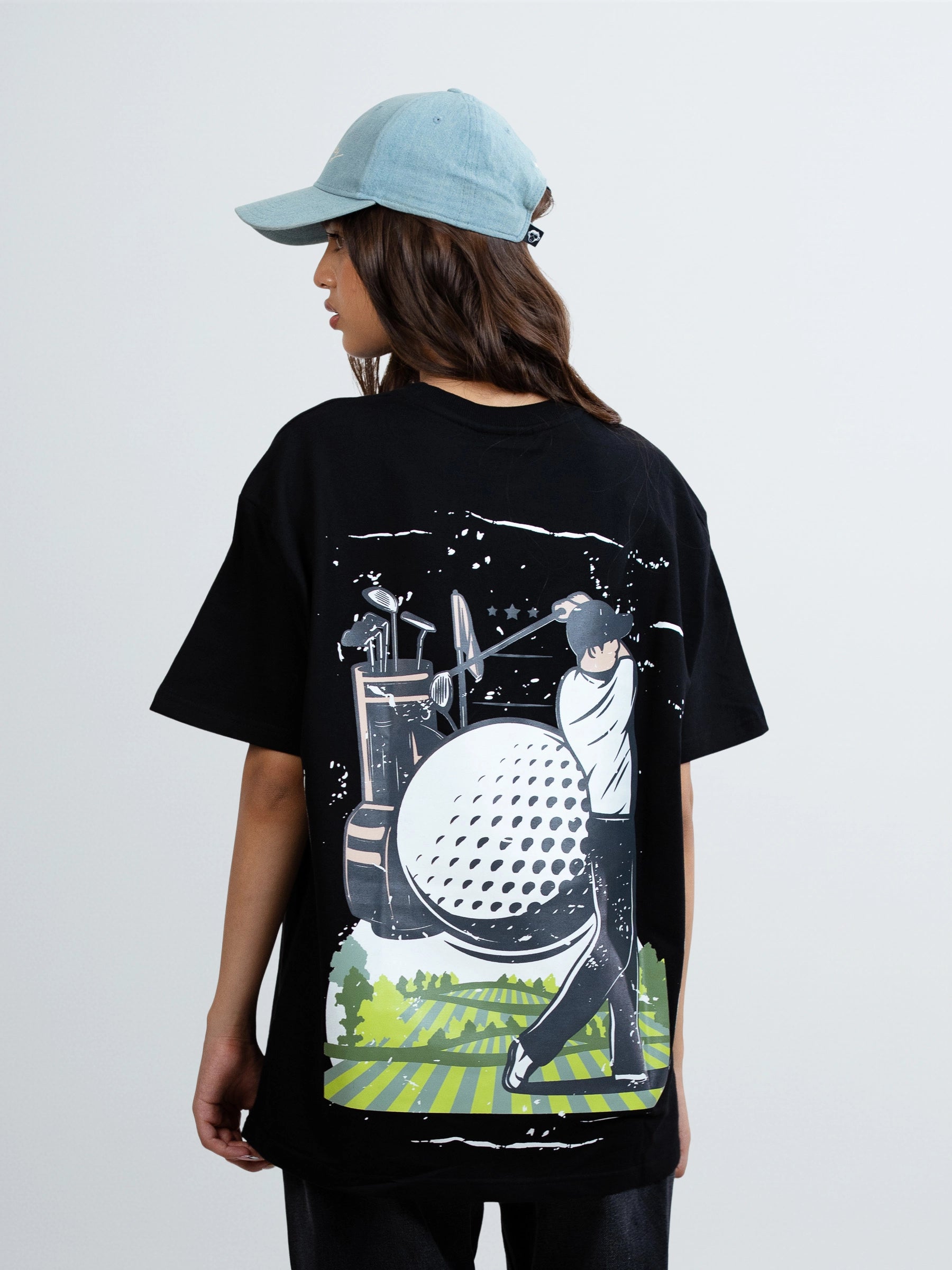 BLACK GOLF CLUB OVERSIZED TSHIRT