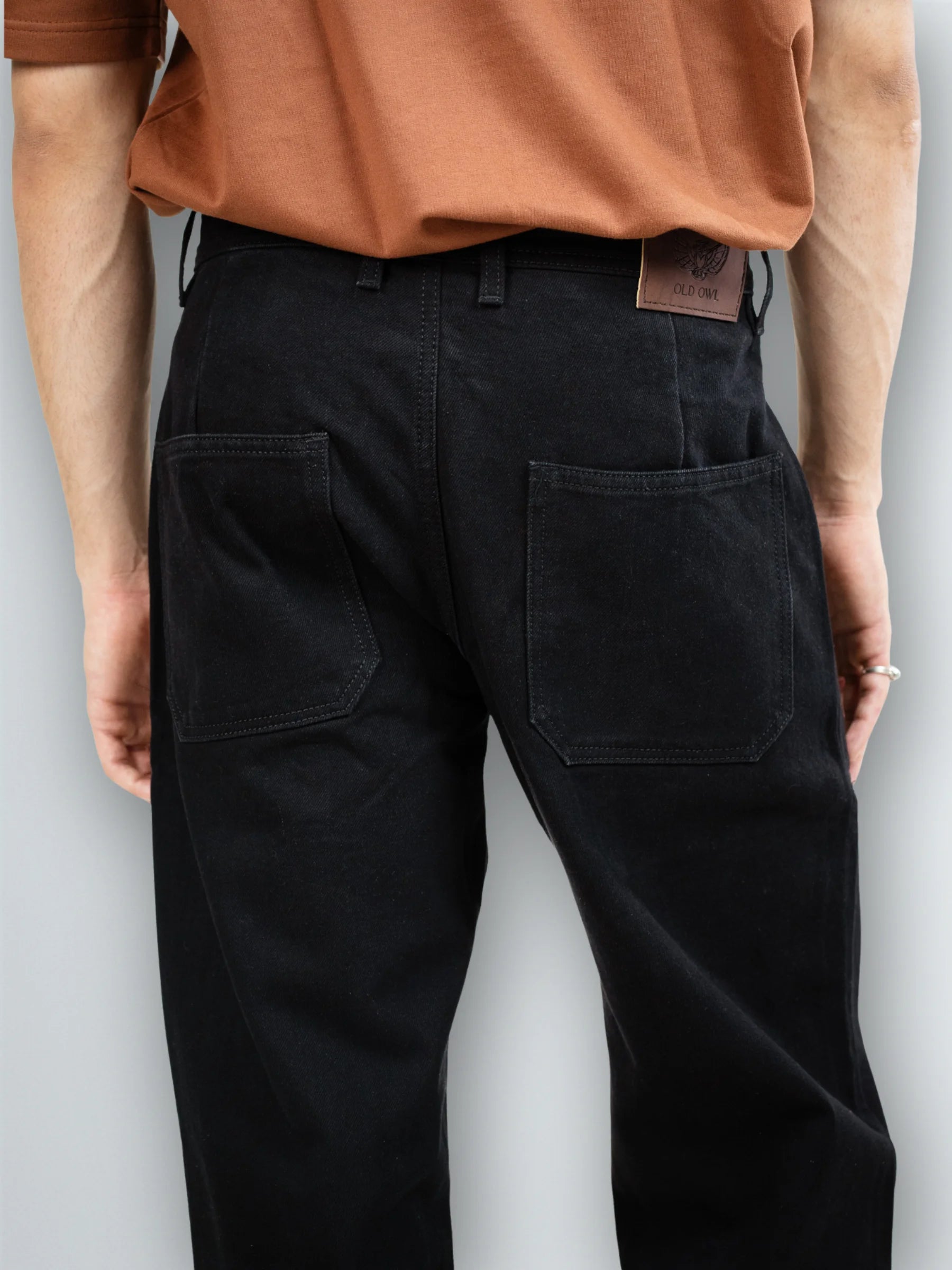 BLACK BAGGY FIT JEANS WITH EXTERNAL POCKETS