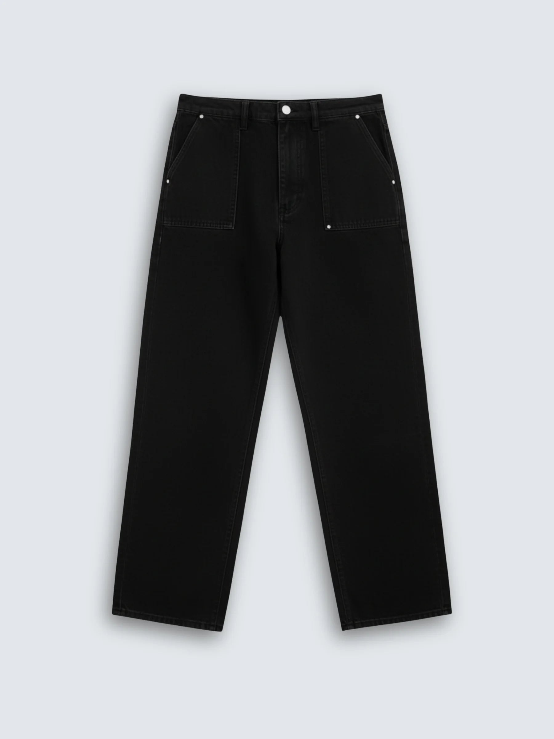 BLACK BAGGY FIT JEANS WITH EXTERNAL POCKETS