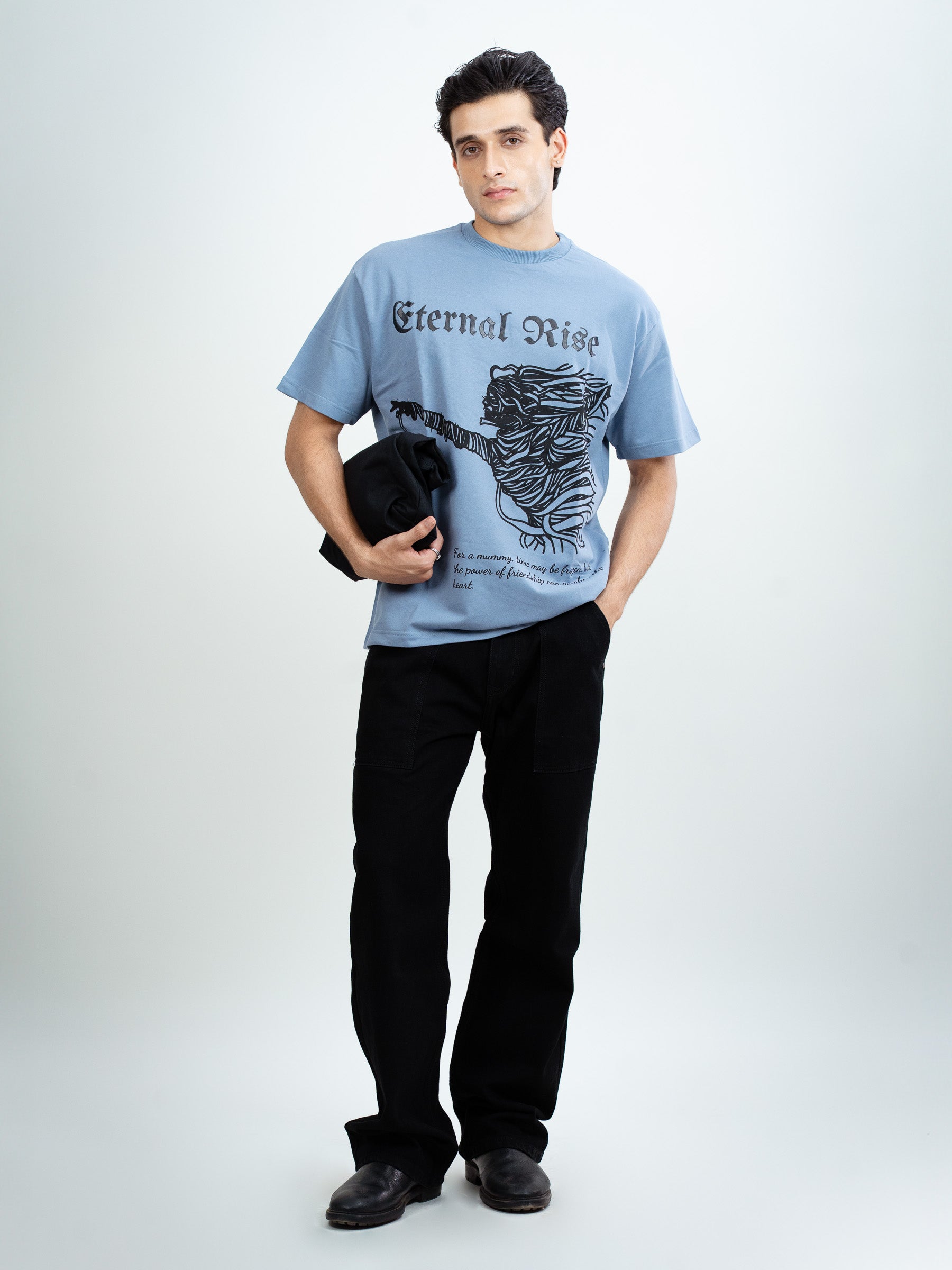 BLUISH GREY ETERNAL RISE OVERSIZED TSHIRT