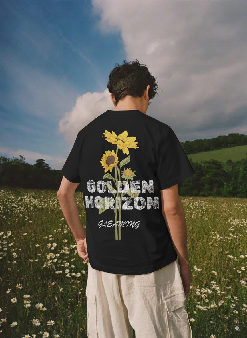 BLACK GOLDEN HORIZON OVERSIZED TSHIRT