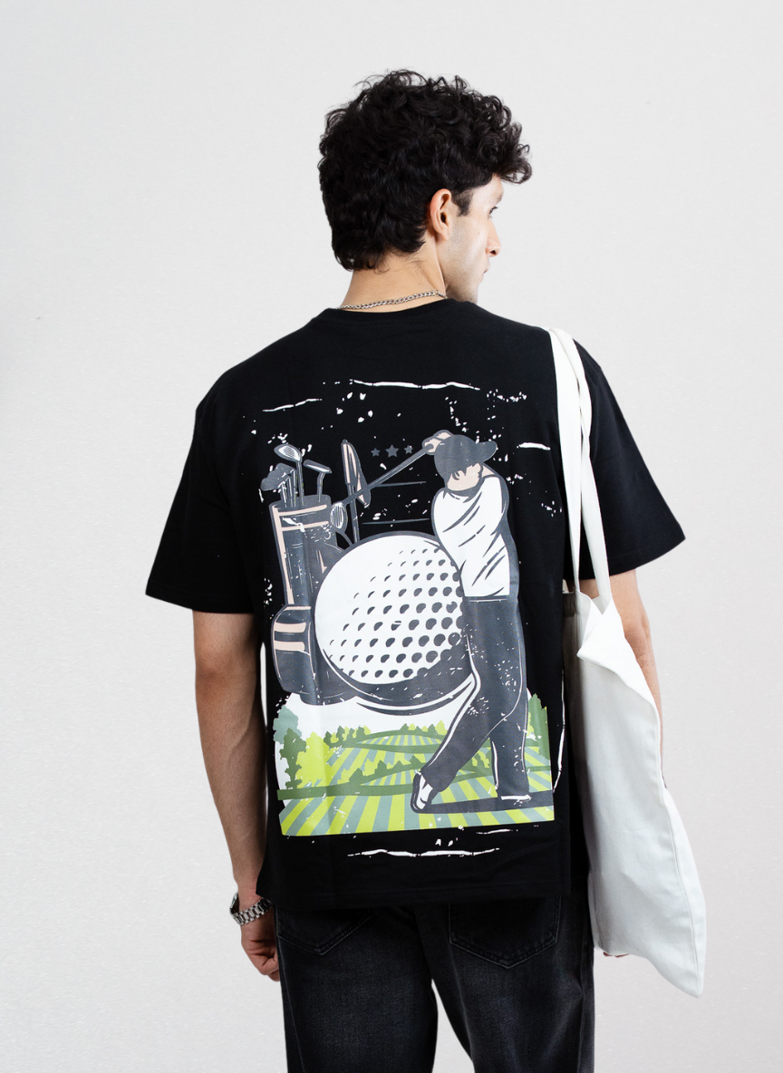 BLACK GOLF CLUB OVERSIZED TSHIRT
