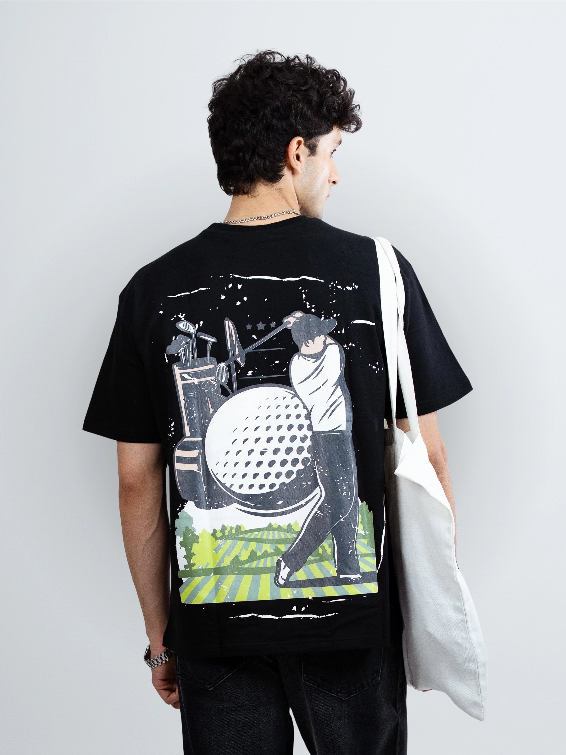 BLACK GOLF CLUB OVERSIZED TSHIRT