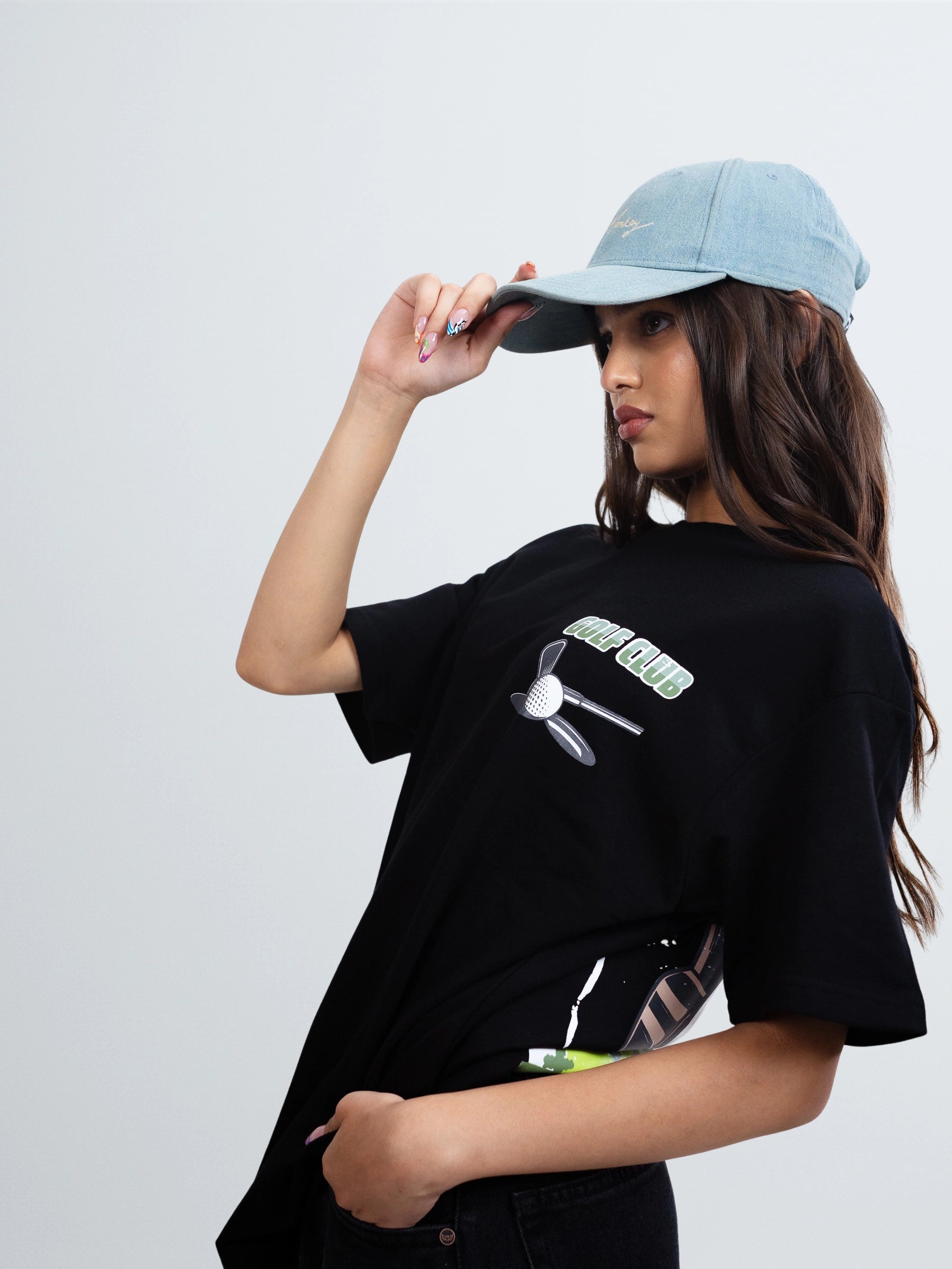 BLACK GOLF CLUB OVERSIZED TSHIRT