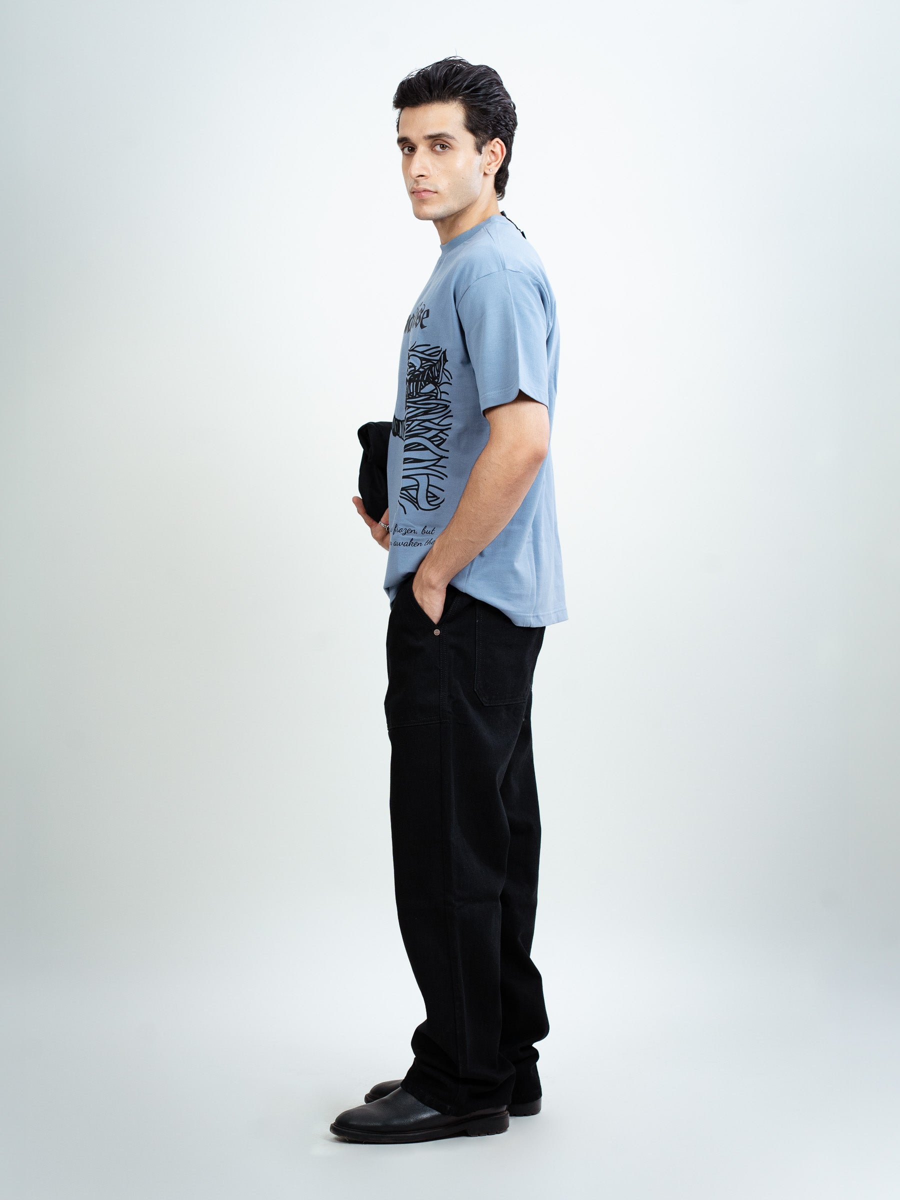 BLUISH GREY ETERNAL RISE OVERSIZED TSHIRT