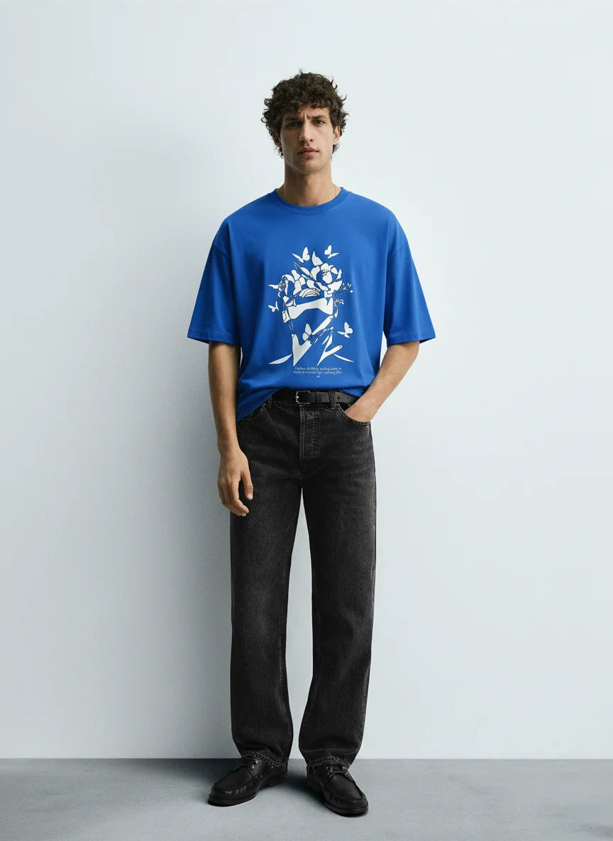 BLACK FADED STRAIGHT FIT JEANS