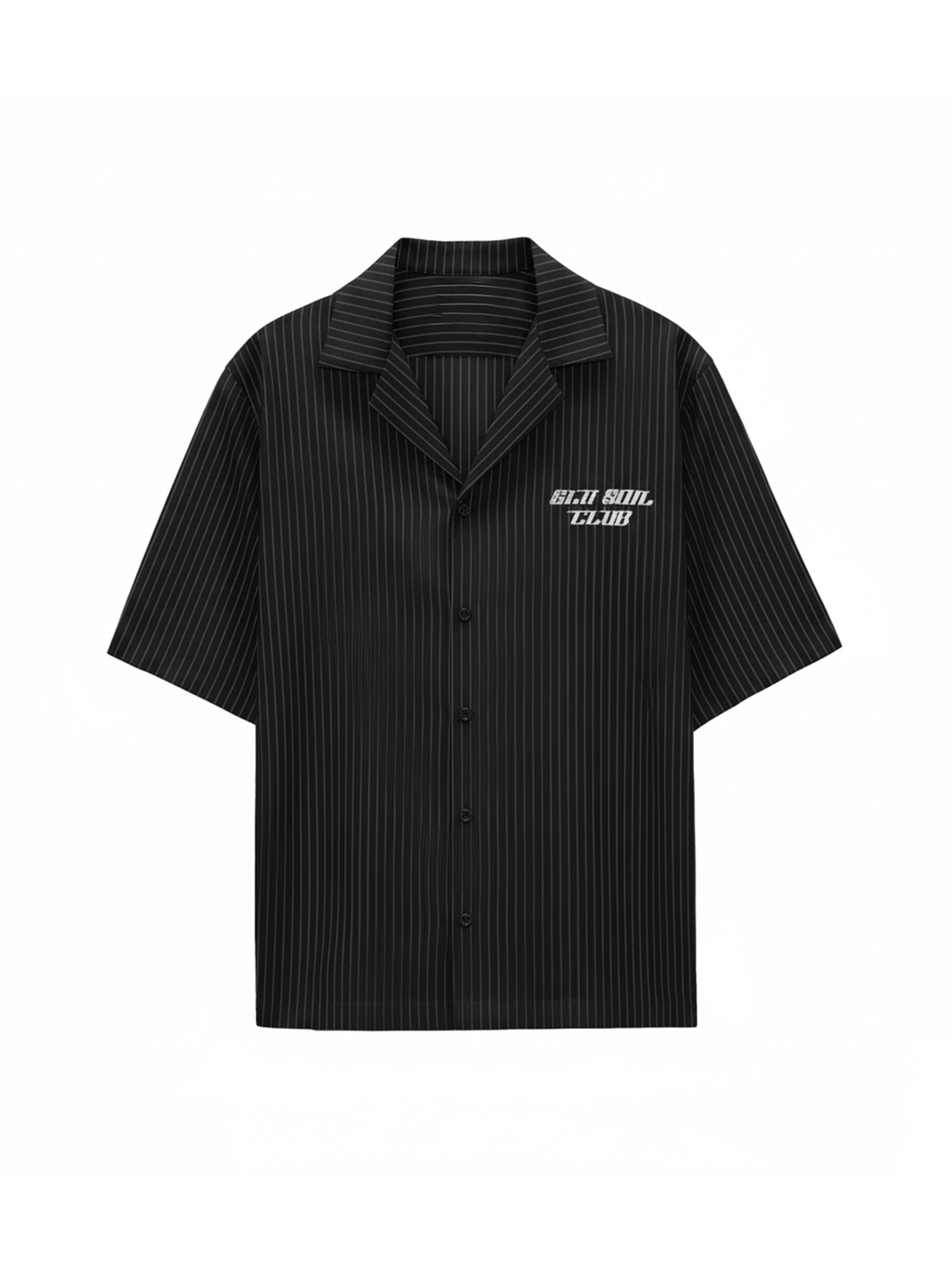 Black Grey Striped Boxy Fit Cropped Shirt